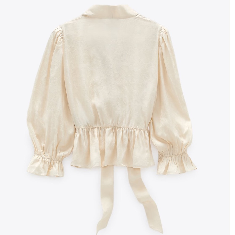 ZARA jacquard blouse with bow - Picture 7 of 11